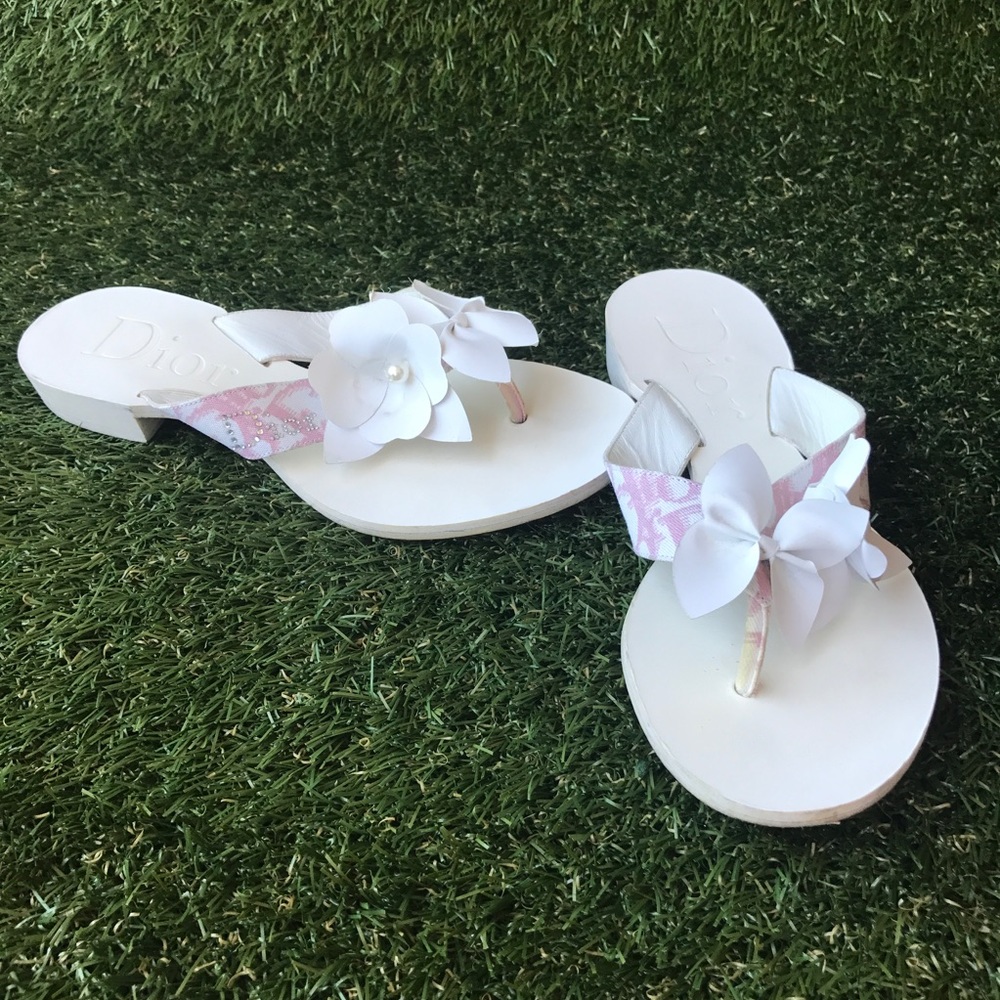 Christian Dior Vintage Thong Sandals with Flowers